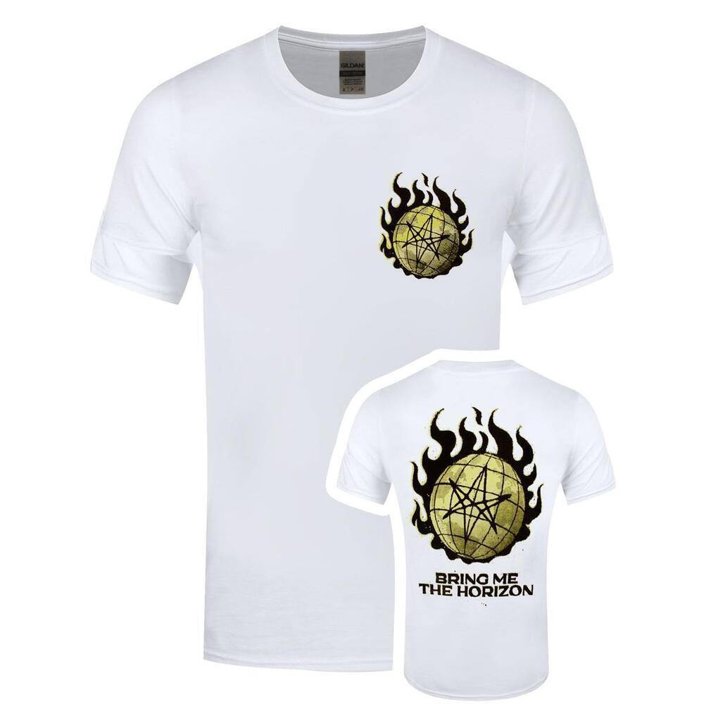 Bring Me The Horizon Globe Mens White Tshirt 2 Sided
